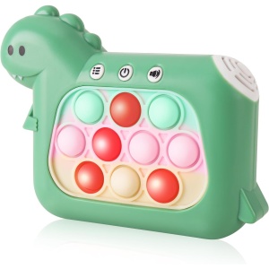 Jucarie Interactiva Pop It Whack A Mole, Flippy, Tip Consola, Anti-Stres, 4 Moduri de Joc, din ABS si Silicon, +3 Ani, Model Dinozaur, Verde - Img 6