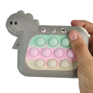 Jucarie Interactiva Pop It Whack A Mole, Flippy, Tip Consola, Anti-Stres, 4 Moduri de Joc, din ABS si Silicon, +3 Ani, Model Dinozaur, Gri - Img 2
