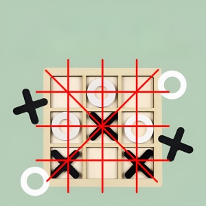 Jucarie Montessori Tic Tac Toe, Flippy, Educativa, Interactiva, din lemn, X si O, 9 Piese, 14.3x14.3 cm, Negru Alb - Img 3