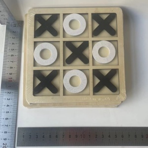 Jucarie Montessori Tic Tac Toe, Flippy, Educativa, Interactiva, din lemn, X si O, 9 Piese, 14.3x14.3 cm, Negru Alb - Img 13