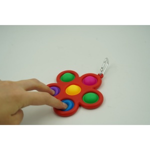 Jucarie Push Pop Bubble Fidget, Pop It, breloc antistres, Floare, Multicolor/Rosu - Img 2