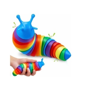 Jucarie Senzoriala pentru Copii, Flippy, Model Melc, cu Articulatii, 19 cm, Multicolor - Img 3