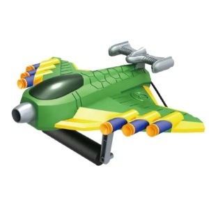 Jucaruie cu Lansator pentru Copii, Flippy, Lanseaza Manual, Tinta, Avion, 20 de Gloante din Material Moale, Joc Interactiv, 24x23.5x6.3 cm, Verde - Img 9
