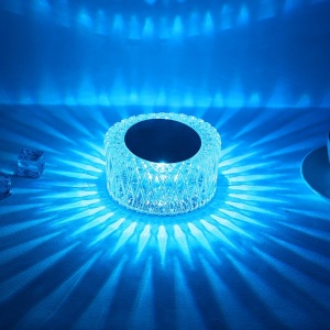 Lampa de birou pe LED RGB 16, Flippy, dimmer tactil, 3 nivele de intensitate, incarcare USB, 3W, Cristal Acrilic, 6x12 cm, cu telecomanda, ciub de pasare, transparent - Img 2