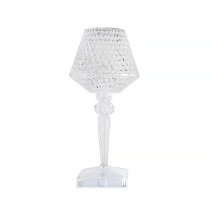Lampa de birou pe LED RGB 16, Flippy, dimmer tactil, 3 nivele de intensitate, incarcare USB, 3W, Cristal Acrilic, cu telecomanda, forma pahar, transparent - Img 1