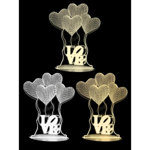 Lampa LED decorativa, Flippy, 3D, Baloane Love, din material acril si lumina multicolora, alb - Img 4