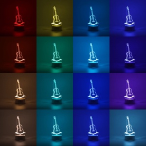 Lampa LED decorativa, Flippy, 3D, Chitara, din material acril si lumina multicolora, alb - Img 2
