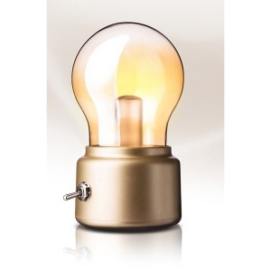 Lampa LED Decorativa sub forma de Bulb, Retro pentru interior, Bej/ Transparent, 5 V, 500 mA, ABS, Lumina Calda, Incarcare USB, Autonimie 12 Ore, Comutator Metalic, Flippy, 11x7x6 cm - Img 5