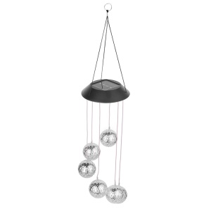 Lampa solara de tip decoratiune pentru gradina, Flippy, model clopotel de vant, alb cald - Img 1