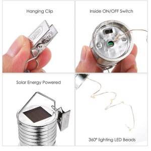 Lampa Solara LED Decorativa sub forma de Bulb, pentru exterior, suspendata, IP65, Ultron Galben, Flippy - Img 4
