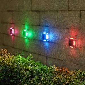 Lampa solara LED pentru gradina Flippy, 8 LED-uri, prindere de perete sau impamantare, IP65, forma patrat, material ABS si Policarbonat, 9 x 9 cm, baterie 1.2V, 600 mah, multicolor - Img 2