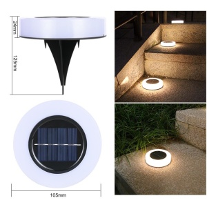 Lampa solara LED, sub forma de cerc, pentru gazon sau gradina, Rezistenta la apa, Flippy, Alb cald - Img 6