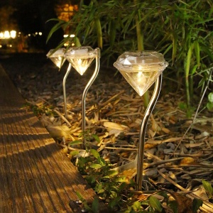 Lampa solara LED tip Diamant pentru gradina Flippy, inaltime 30 cm, 2V, ABS, 600mAh, alb cald - Img 3