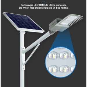 Lampa solara pentru strada sau gradina Flippy, IP65, senzor de lumina, 100 LED-uri SMD, 3150 lm, 500W autonomie 12-16 ore, telecomanda, montare prin fixare, pentru strada sau gradina, finisaj mat, material ABS, 51.5 x 21 x 7.5, lumina alb rece, gri - Img 8
