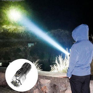 Lanterna cu 3 Nuclee Led, Flippy, Incarcare USB, Autonomie 4-20h, Raza Maxima 100-200 m, 5W, 4 x 4 x 9 cm, Suport de Agatat, Fund Magnetic, Argintiu - Img 5