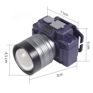 Lanterna LED de Montat pe Cap, Flippy, cu Raza Lunga de Zoom, Far Telescopic, Reglabil, Rezistent la Apa, pentru Pescuit in Aer Liber, Camping, Lumina Puternica, Lanterna, 7.5x5x7 cm, Albastru - Img 7