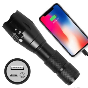 Lanterna Power Bank LED, Flippy, Incarcare USB, Raza 300m, 5W, Model T9 Telescopic 14.7 -15.7 cm, Functie Zoom si Incarcare Telefon, Negru - Img 6