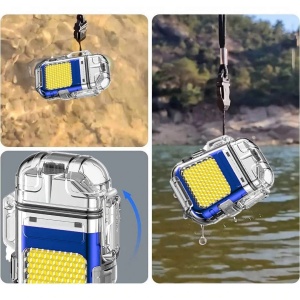 Lanterna Tip Breloc cu Bricheta, Flippy, Impermeabila, 3 Moduri Iluminare, 300 mAh, Incarcare USB-C, COB, Raza de Actiune 50 - 100 m, 7.4 x 4.9 x 1.7 cm, Albastru - Img 3