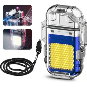 Lanterna Tip Breloc cu Bricheta, Flippy, Impermeabila, 3 Moduri Iluminare, 300 mAh, Incarcare USB-C, COB, Raza de Actiune 50 - 100 m, 7.4 x 4.9 x 1.7 cm, Albastru - Img 5