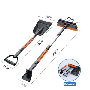 Lopata pentru zapada Flippy, 5 in 1, Perie, Racleta, 2 tipuri de Lopeti, Rotativa, Telescopica, Detasabila, Material Aluminiu si ABS, 100 x 25 cm, negru - Img 2