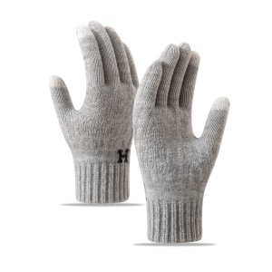 Manusi de Barbat, Flippy, Model H, Functie Touchscreen (ecran tactil), Material Acril Tricotat, Manseta Elastica, Interior Catifelat, Marime Universala, Gri Deschis - Img 3