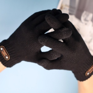Manusi de Barbat, Flippy, Model Tricotat, Functie Touchscreen (ecran tactil), Material Acril, Manseta Elastica, Interior Catifelat, Marime Universala, Negru - Img 5