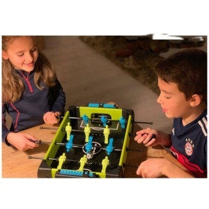 Masa de fotbal cu teren si 12 jucatori Flippy, 4 manere, cu Tablou Scor, din Metal si ABS, 36.5 x 35.5 x 8 cm, Design Multicolor, pentru copii/adulti, verde - Img 4