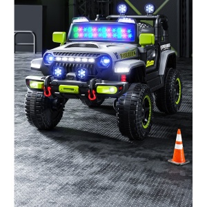 Mașină Electrică pentru Copii, Flippy, Off-Road, Conectare Bluetooth, telecomandă, Tracțiune Integrală, Lumina Intermitenta, Baterie 12V 7Ah, 120x63x68cm, Gri - Img 7