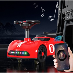 Masina pentru Copii, Flippy, 1-3 ani, Impingere, Bluetooth, Muzica, din ABS, 4 Roti, Inaltime Sezut 22 cm, Rosu - Img 3