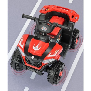 Masinuta Electrica Flippy, pe 4 Roti, Tip ATV, cu Acumulator, Sistem Anti-Rasturnare, Sistem de Lumini si Sunet, 2-5 Ani, 70 x 43 x 48 cm, Rosu - Img 11
