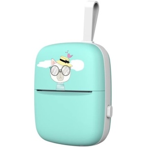 Mini Imprimanta Foto Portabila, Flippy, Incarcare USB, Bluetooth, Model Pisica, Print Alb-Negru, Albastru - Img 3
