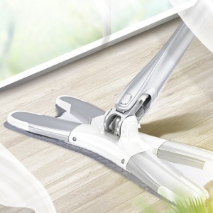 Mop Plat, Flippy, cu Sistem de Stoarcere, 2 Lavete Incluse, Lungime Telescopica 140 cm, Argintiu - Img 3