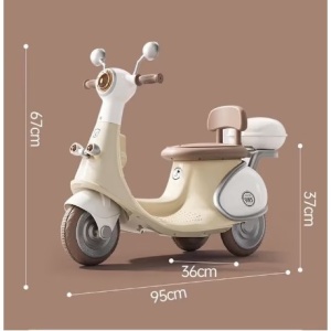 Motocicletă Electrică cu 3 Roti, Flippy, Acumulator Încarcare, Anti-Rasturnare, Lumini, Sunete, Baterie 6V 7Ah, Telecomanda, 95x67x36cm, Bej - Img 8