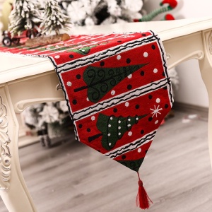 Napron Decorativ pentru Masa, Flippy, Model Brazi de Craciun, Tematica Craciun, 35 x 180 cm, Rosu/Verde - Img 2
