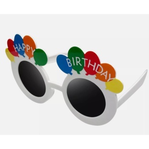 Ochelari Rotunzi Happy Birthday, Flippy, Tematica Aniversare, Protectie Soare, din Plastic, 18.5x11.5 cm, Alb - Img 5