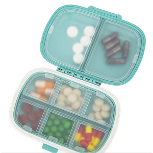 Organizator medicamente, Plastic, 8 compartimente, 0.1 L, Albastru, Flippy, 11 x 7 cm - Img 3