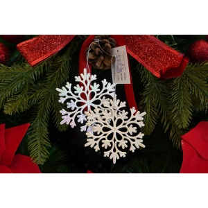 Ornament brad de Craciun, Perlat, in forma de Fulg de nea, 10 cm x 10 cm, Plastic, Flippy - Img 4