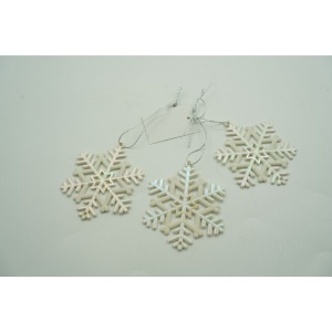 Ornament brad de Craciun, Perlat, in forma de Fulg de nea, 8 cm x 8 cm, Plastic, Flippy - Img 4