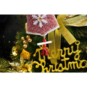 Ornament de brad broderie cu clopot, Flippy, roz, lemn, 18 cm - Img 6