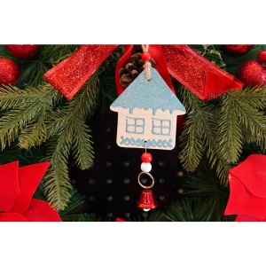 Ornament de brad casuta, Flippy, multicolor, lemn, 18 cm - Img 2