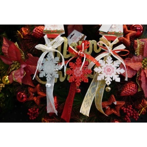 Ornament de brad fulg de nea, Flippy, gri, lemn, 25 cm - Img 4
