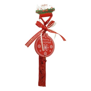 Ornament de brad medalion, Flippy, rosu, lemn, 25 cm - Img 1