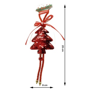 Ornament de brad pom de craciun cu paiete, Flippy, rosu, lemn, 25 cm - Img 2