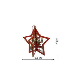 Ornament de brad stea, Flippy, multicolor, lemn, 10.5x9.5 cm - Img 6