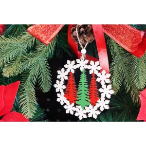 Ornament de brad trei brazi, Flippy, multicolor, lemn, 12 cm - Img 3