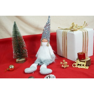 Ornament de Craciun ingeras, Flippy, alb/gri, textil, 58 cm - Img 4