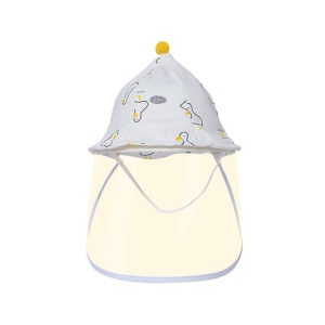 Palarie de Protectie pentru Bebelusi, Flippy, Model Ratuste, Pescareasca, de Primavara si Toamna, cu Masca si Fermoar, 48 cm, pentru 6-12 Luni, Alb