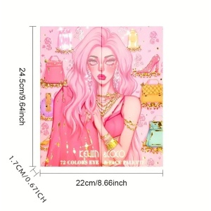 Paleta de farduri Kevin&Coco, 72 de culori, stil pliabil, conturing, iluminator, blush incluse, dreptunghiulara, 22 x 24.5 cm, 490 g, multicolor - Img 6