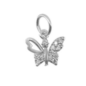 Pandantiv, Jolie Silver, Argint 925, Model Fluture Cu Pietre, 0.5 g, 1 x 1 cm - Img 1