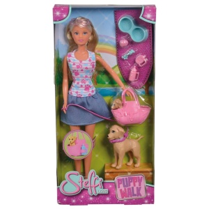 Papusa Simba Steffi Love Puppy Walk 29 cm cu 2 figurine si accesorii - Img 4